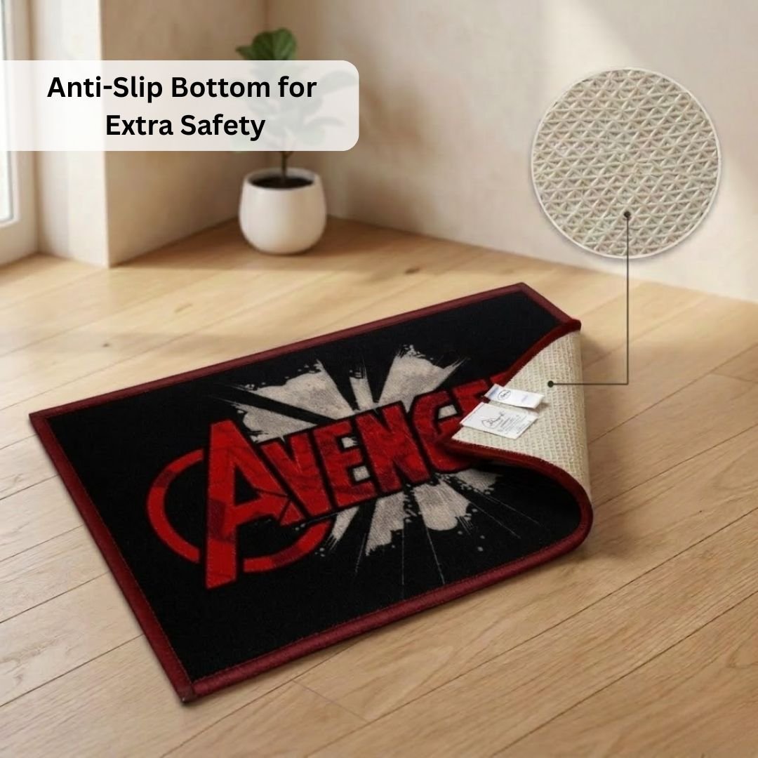 Marvel Red "Heroic Energy in Red" Anti - Slip Kids Bathmat by Athom Living - Athom Living