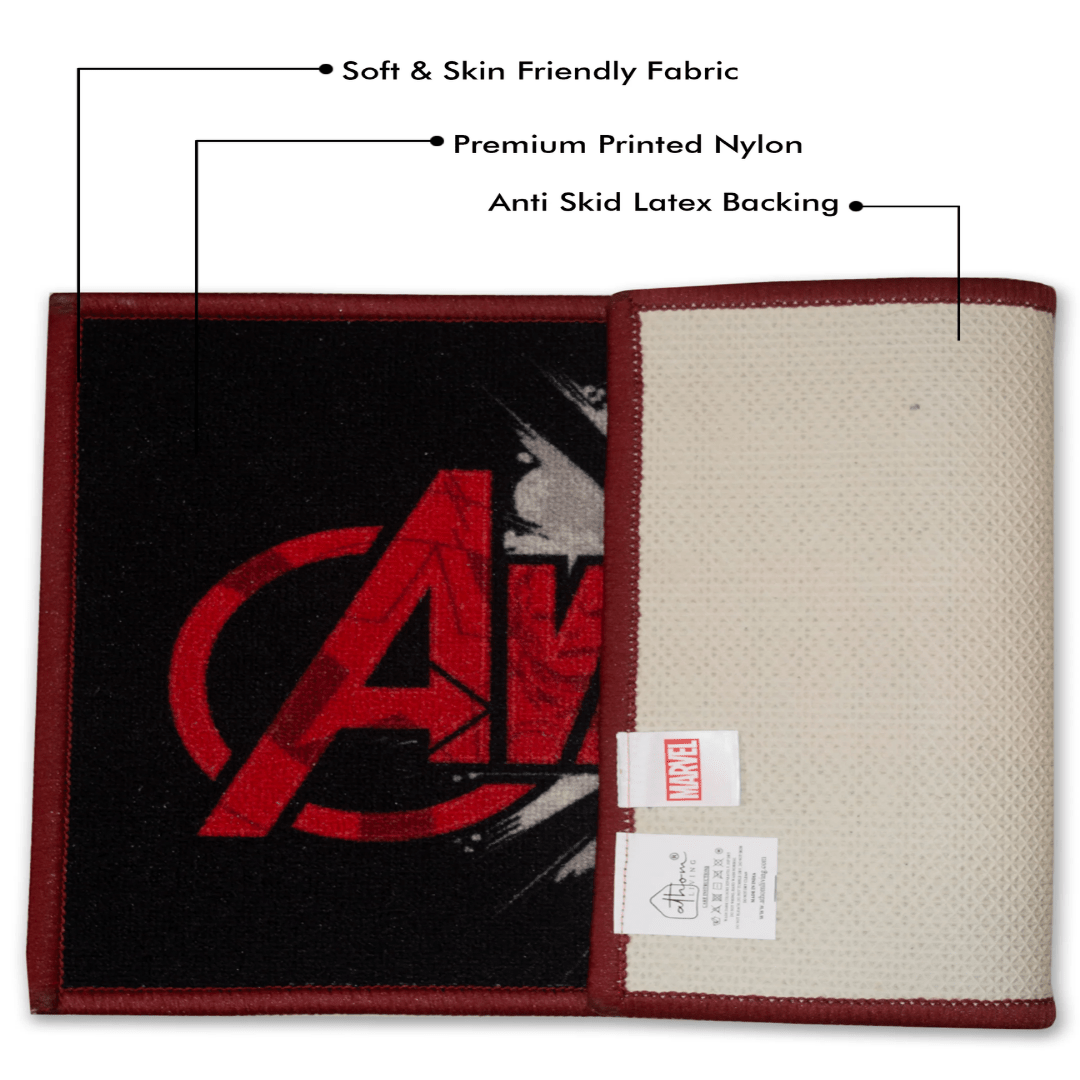 Marvel Red "Heroic Energy in Red" Anti - Slip Kids Bathmat by Athom Living - Athom Living