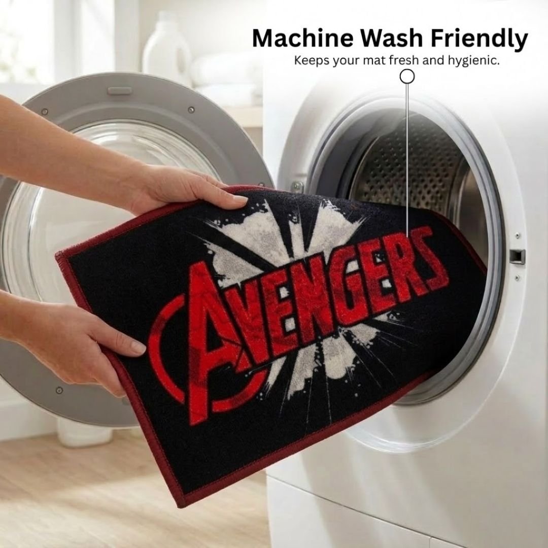 Marvel Red "Heroic Energy in Red" Anti - Slip Kids Bathmat by Athom Living - Athom Living