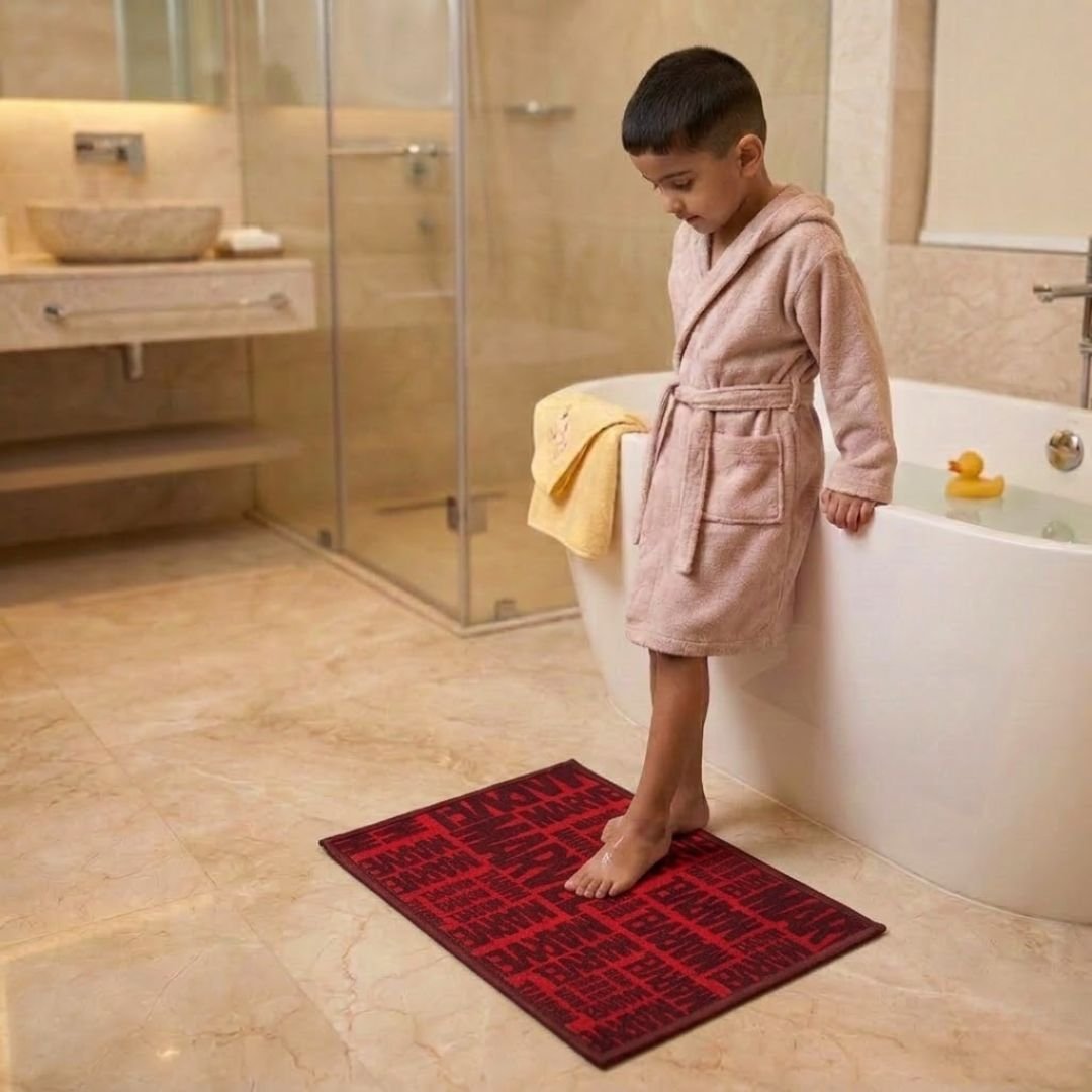 Marvel Red Kids Premium Nylon Bathmat Combo - Pack of 2 by Athom Living - Athom Living