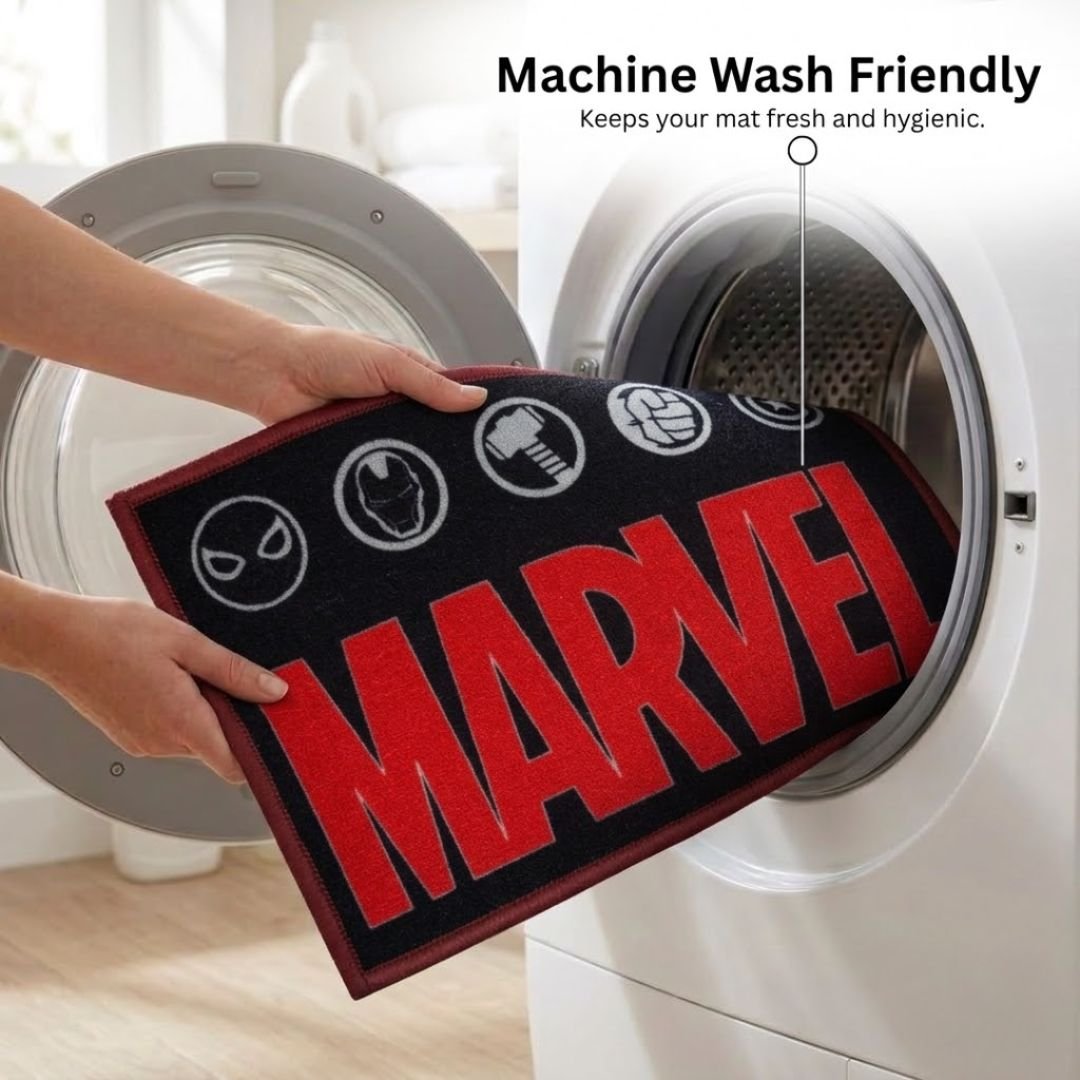 Marvel Red "Legendary Weapons" Anti - Slip Kids Bathmat by Athom Living - Athom Living