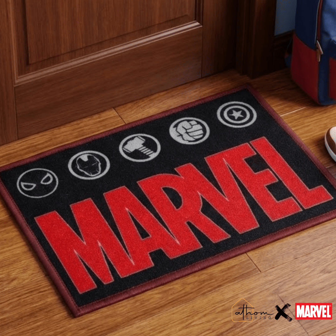 Marvel Red "Legendary Weapons" Anti - Slip Kids Bathmat by Athom Living - Athom Living