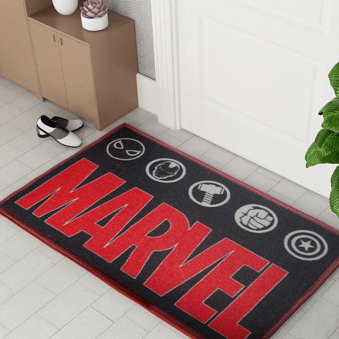 Marvel Red "Legendary Weapons" Anti - Slip Kids Bathmat by Athom Living - Athom Living