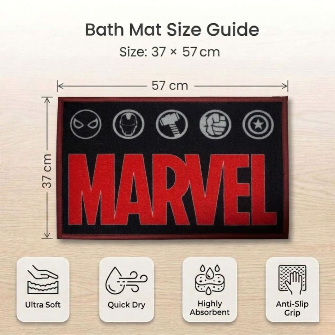 Marvel Red "Legendary Weapons" Anti - Slip Kids Bathmat by Athom Living - Athom Living