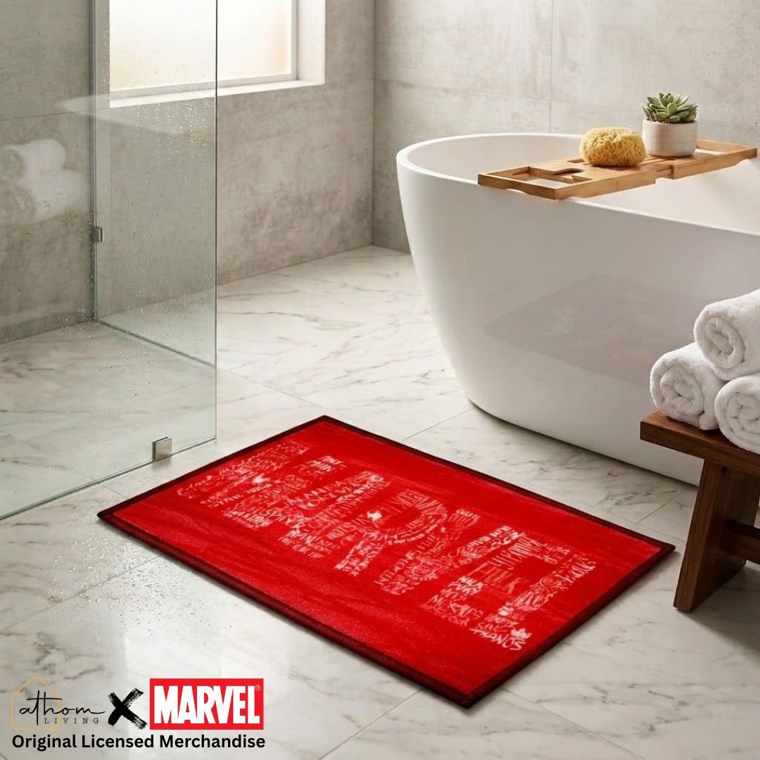 Marvel Red "Marvel Might, Red Delight" Anti - Slip Kids Bathmat by Athom Living - Athom Living
