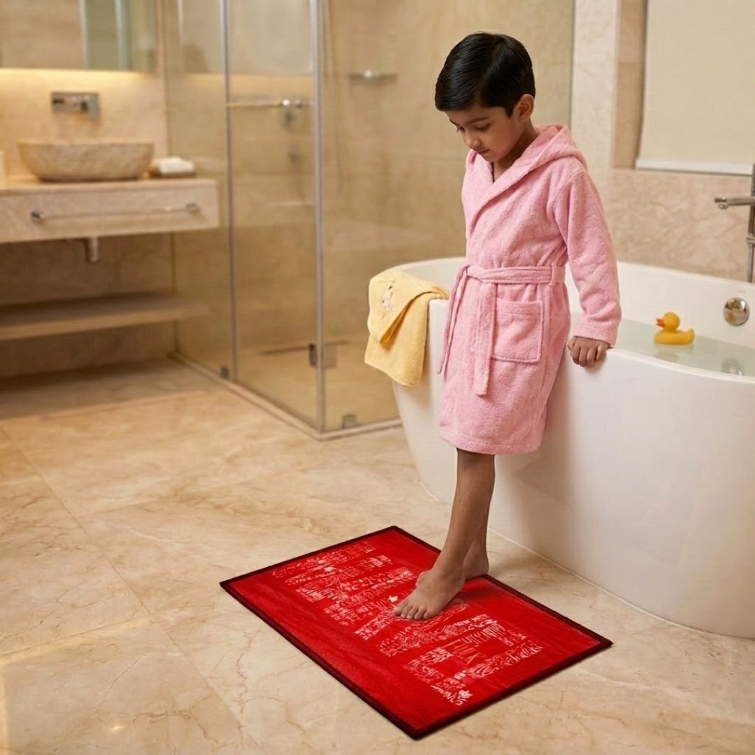 Marvel Red "Marvel Might, Red Delight" Anti - Slip Kids Bathmat by Athom Living - Athom Living