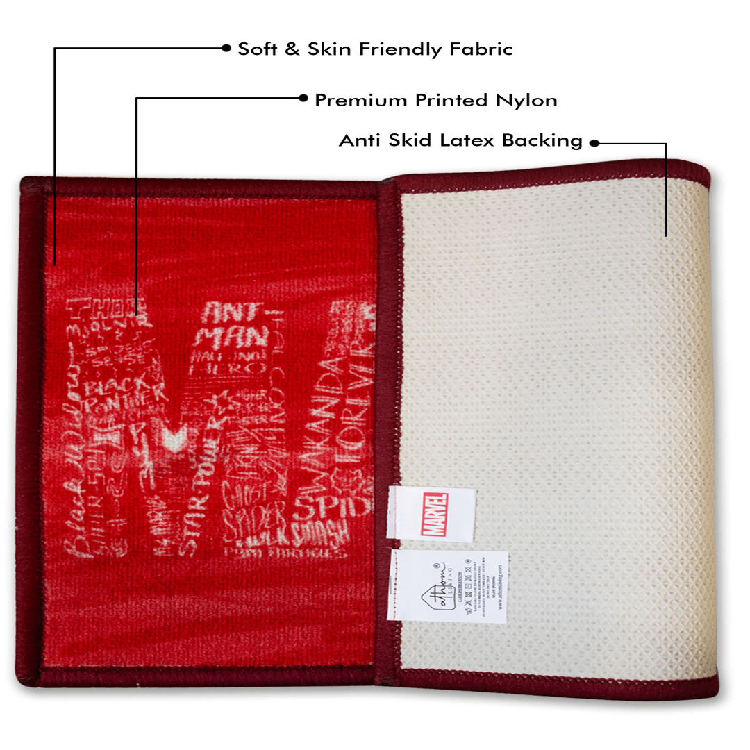 Marvel Red "Marvel Might, Red Delight" Anti - Slip Kids Bathmat by Athom Living - Athom Living