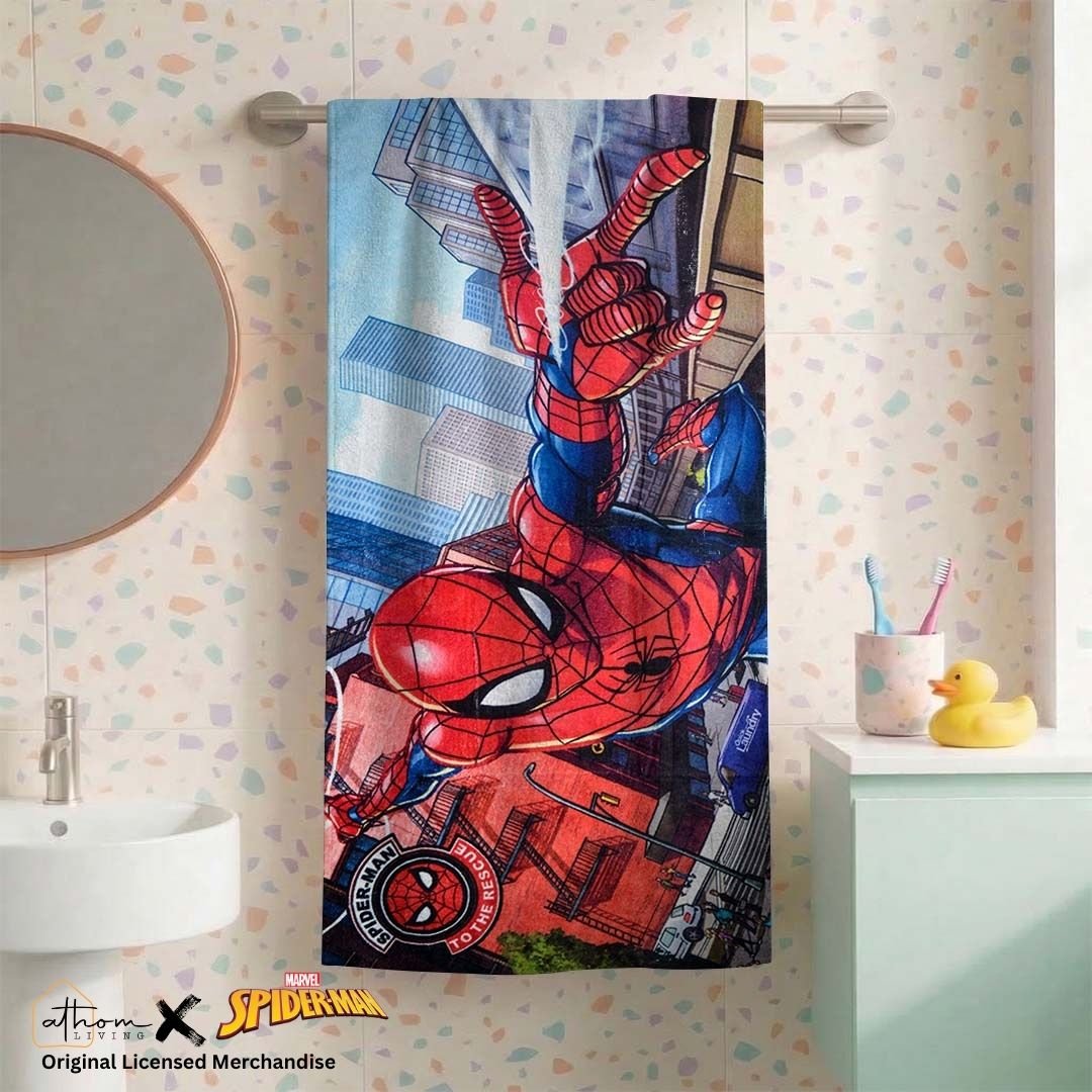 Marvel Red Spiderman Kids Cotton Bath Towel - Soft & Cozy by Athom Living - Athom Living