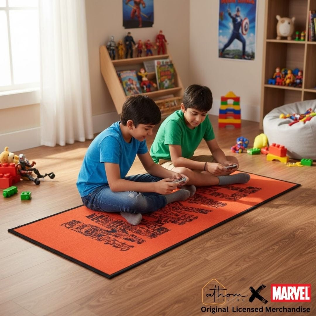 Marvel Red Themed Kids Runner Carpet(60x140 cm) by Athom Living - Athom Living