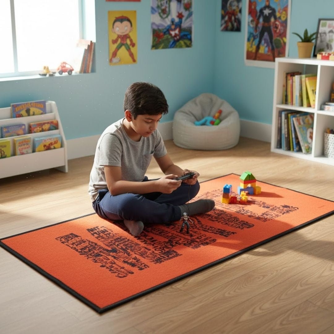 Marvel Red Themed Kids Runner Carpet(60x140 cm) by Athom Living - Athom Living