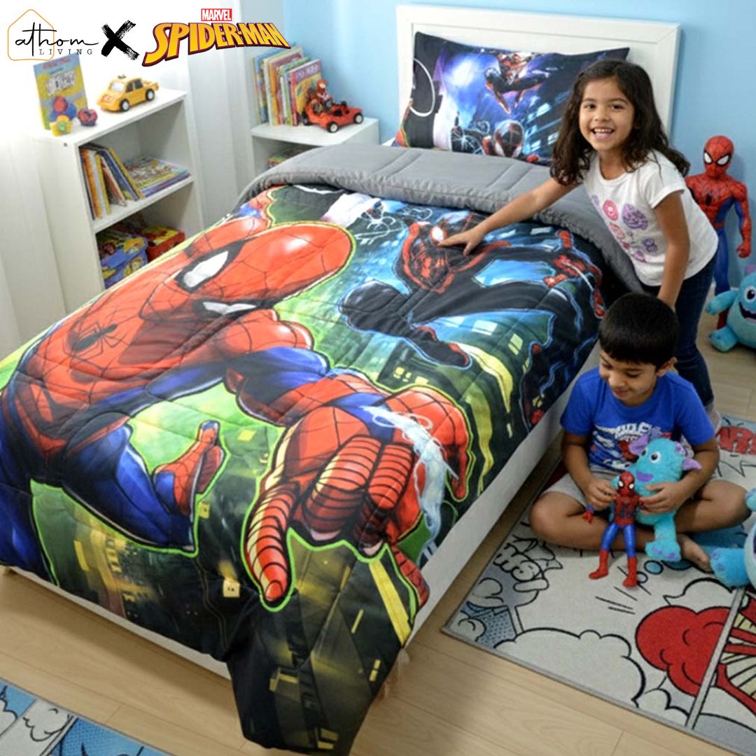 Marvel Spider - Man Kids Comforter – Adventure - Ready Cozy Sleep – Single – by Athom Living - Athom Living