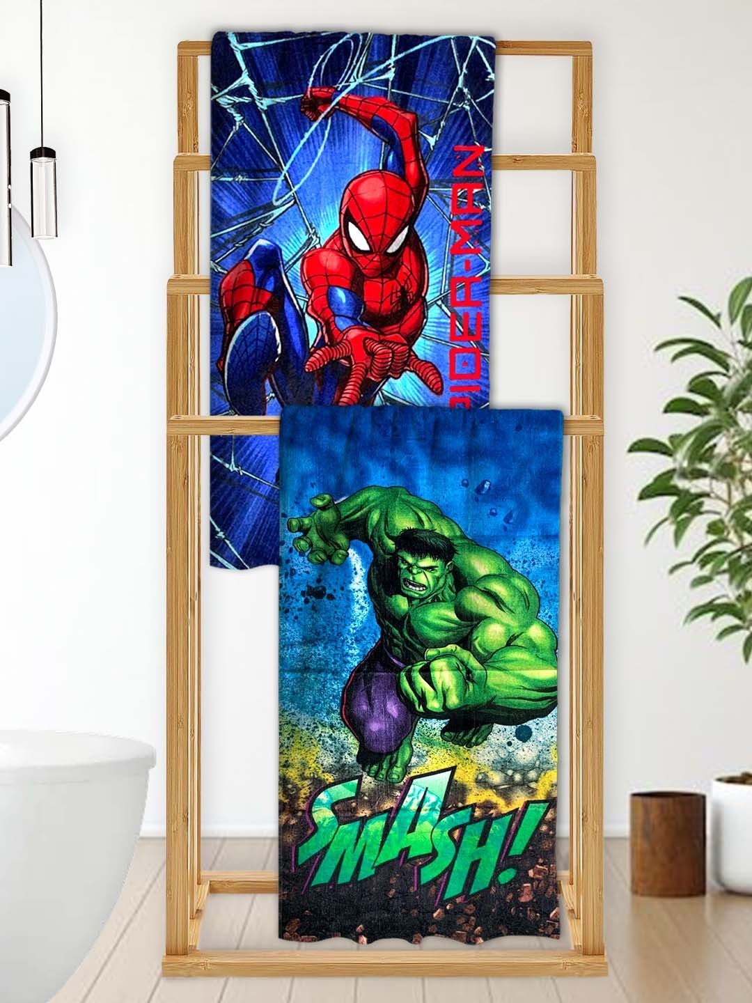 Marvel "Spider - Man & The - Hulk Smash!" Kids Bath Towel Combo - Pack of 2 by Athom Living - Athom Living