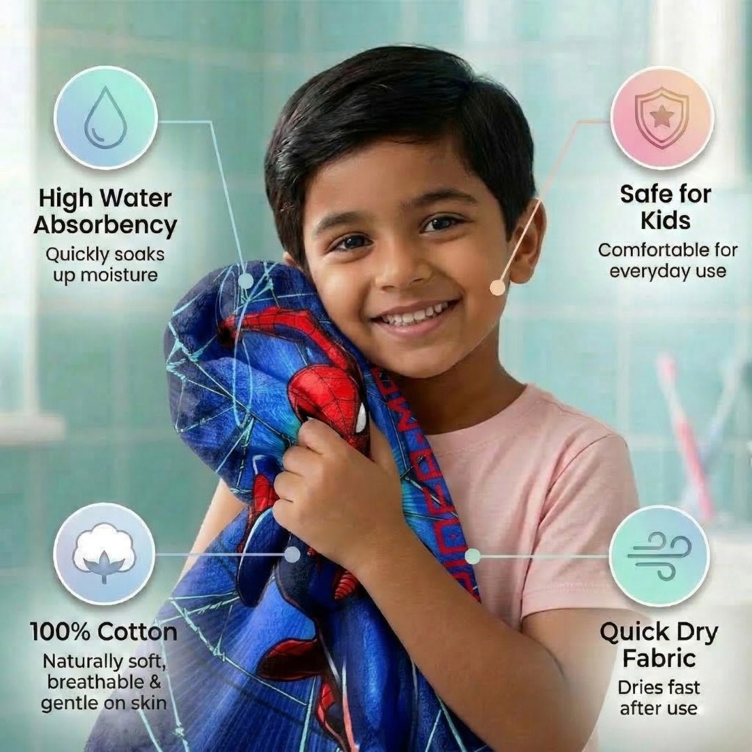 Marvel "Spider-Man & The-Hulk Smash!" Kids Bath Towel Combo-Pack of 2 by Athom Living - Athom Living