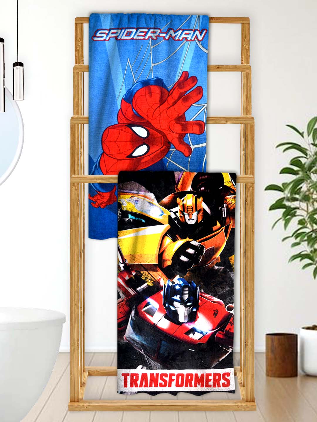 Marvel "Spider - Man" & "Transformers" Kids Bath Mat Combo - Pack of 2 by Athom Living - Athom Living