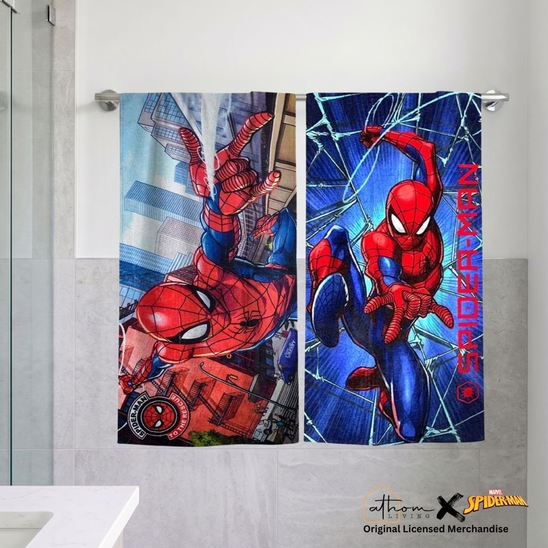 Marvel Spider-Man"Swing into Action!" Kids Bath Towel Combo-Pack of 2 by Athom Living - Athom Living