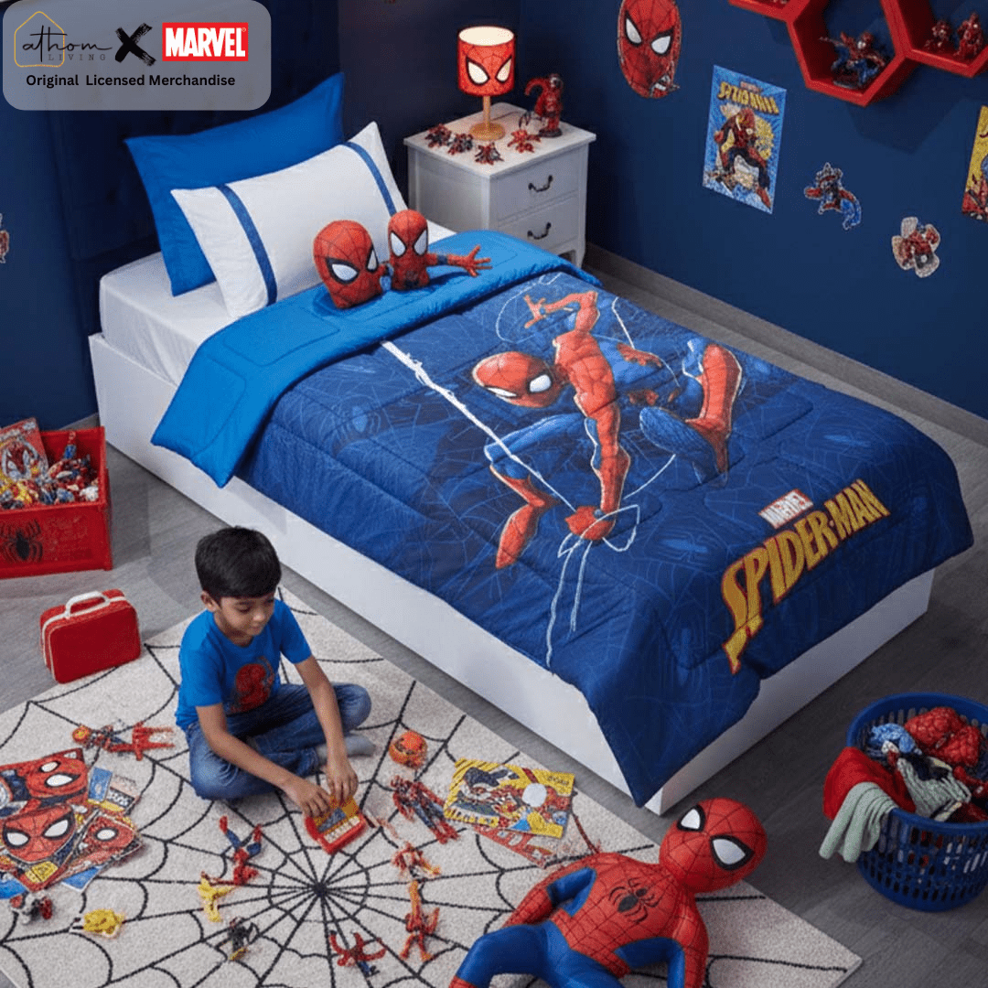 Marvel Spiderman Adventure Kids Comforter – Single – Soft & Cozy Sleep by Athom Living - Athom Living