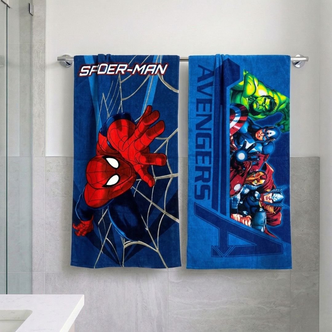 Marvel Spiderman & Avengers Heroes Kids Bath Towel Pack of 2 by Athom Living - Athom Living