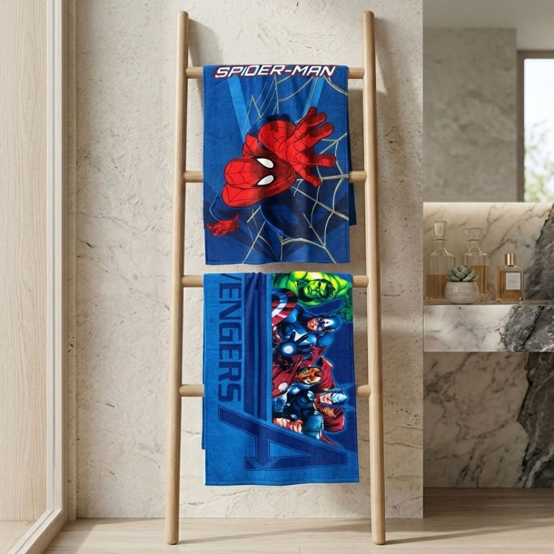 Marvel Spiderman & Avengers Heroes Kids Bath Towel Pack of 2 by Athom Living - Athom Living