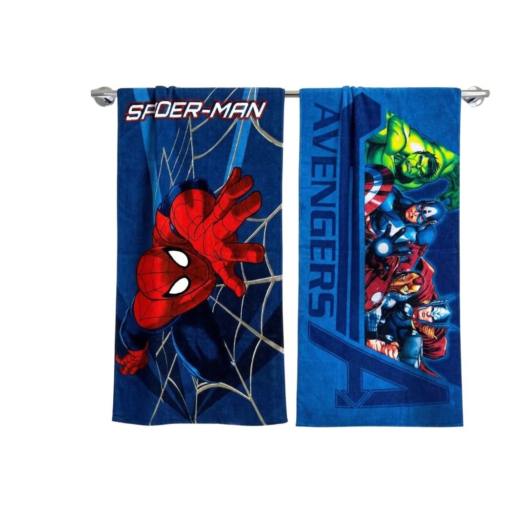 Marvel Spiderman & Avengers Heroes Kids Bath Towel Pack of 2 by Athom Living - Athom Living