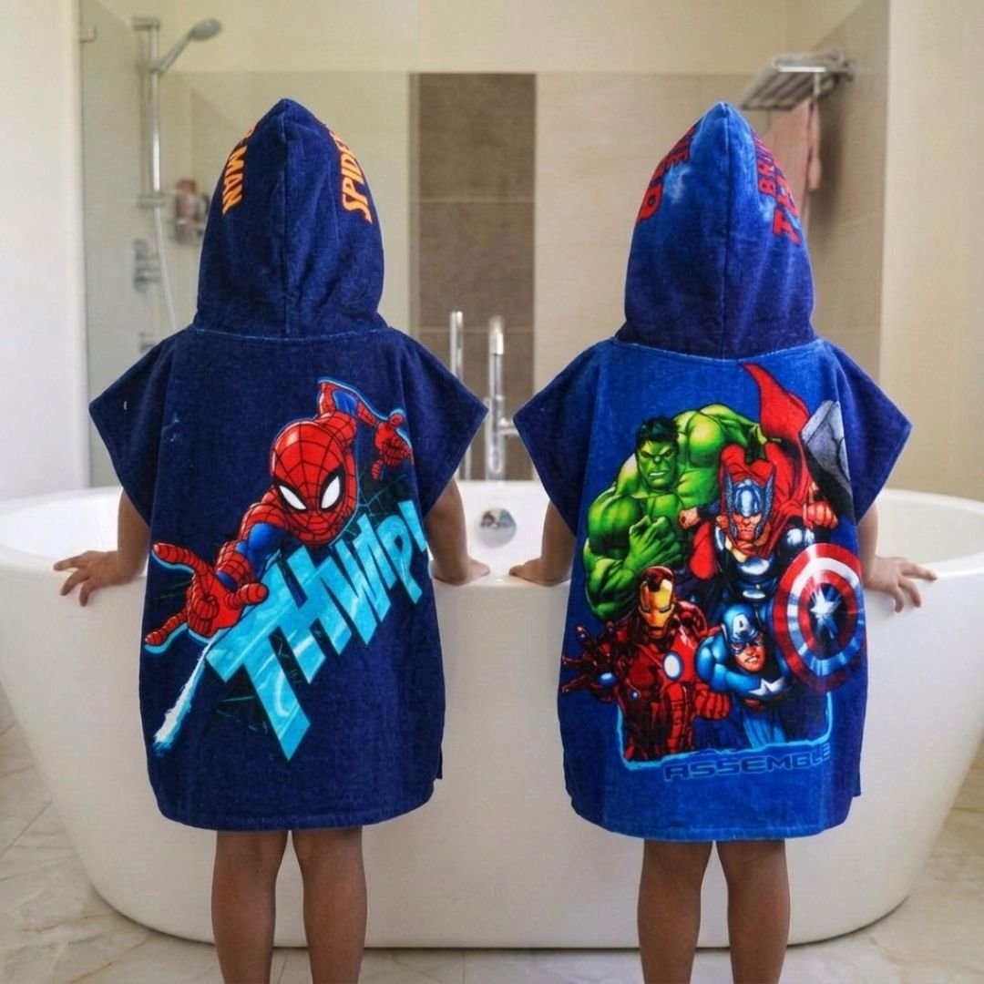 Marvel Spiderman & Avengers Hooded Poncho Kids Towels Combo Pack of 2 by Athom Living - Athom Living