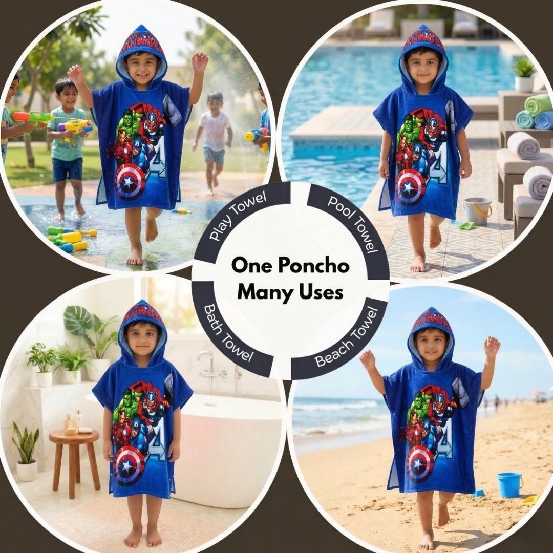 Marvel Spiderman & Avengers Hooded Poncho Kids Towels Combo Pack of 2 by Athom Living - Athom Living