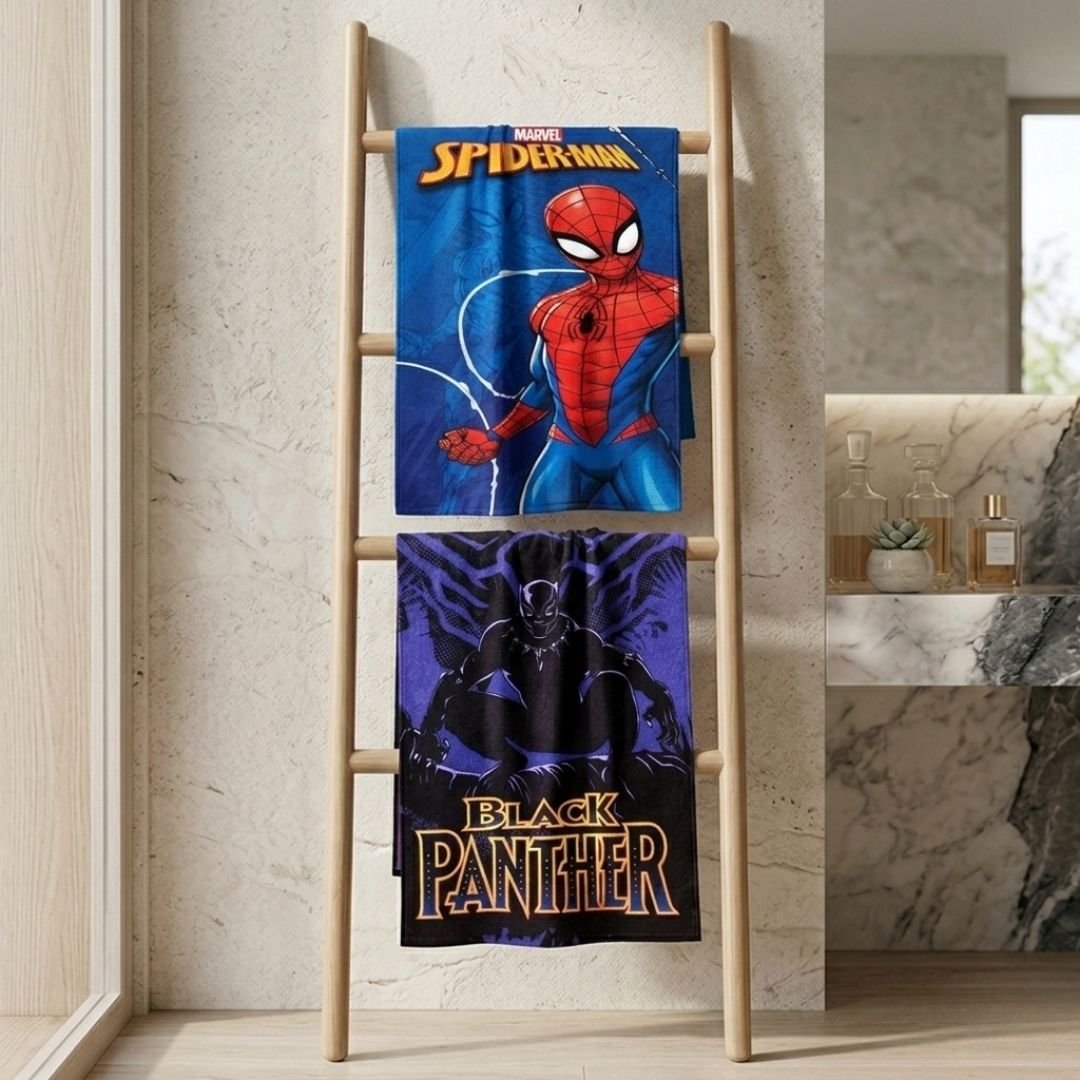 Marvel Spiderman & Black Panther Kids Bath Towel Pack of 2 by Athom Living - Athom Living