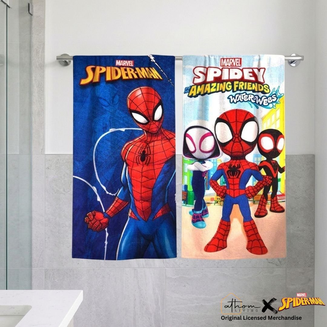 Marvel Spiderman Kids Bath Towel Pack of 2 – Soft & Vibrant by Athom Living - Athom Living