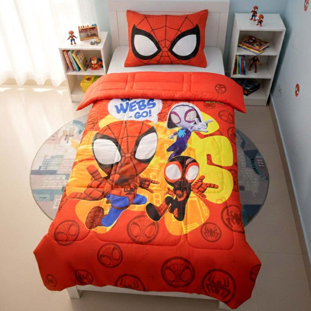 Marvel Spiderman Kids Comforter – Single – "Go Webs Go" by Athom Living - Athom Living