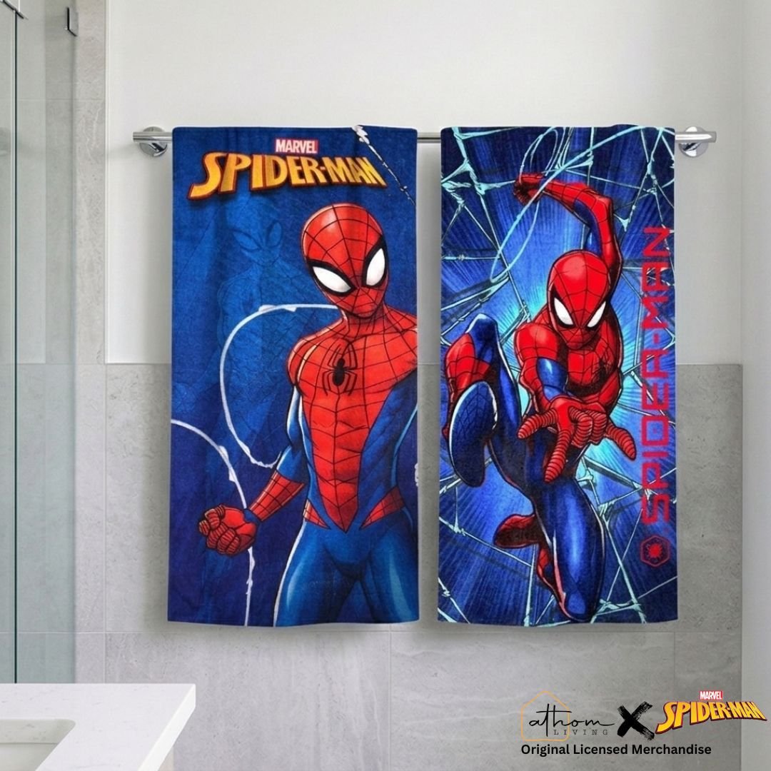 Marvel Spiderman Kids Soft & Absorbent Bath Towel Pack of 2 by Athom Living - Athom Living