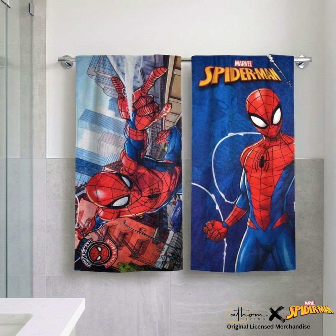 Marvel Spiderman "Spider - Power" Kids Bath Towel Combo - Pack of 2 by Athom Living - Athom Living