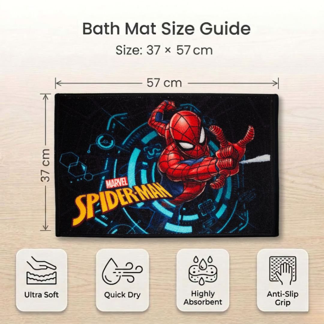 Marvel Spiderman "Swing into action" Anti - Slip Kids Bathmat by Athom Living - Athom Living