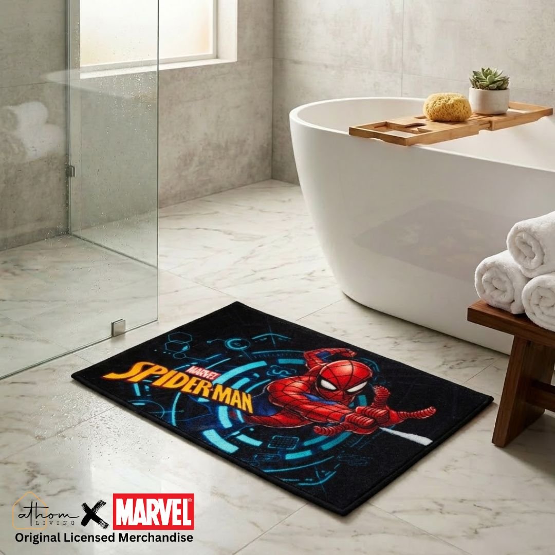 Marvel Spiderman "Swing into action" Anti - Slip Kids Bathmat by Athom Living - Athom Living