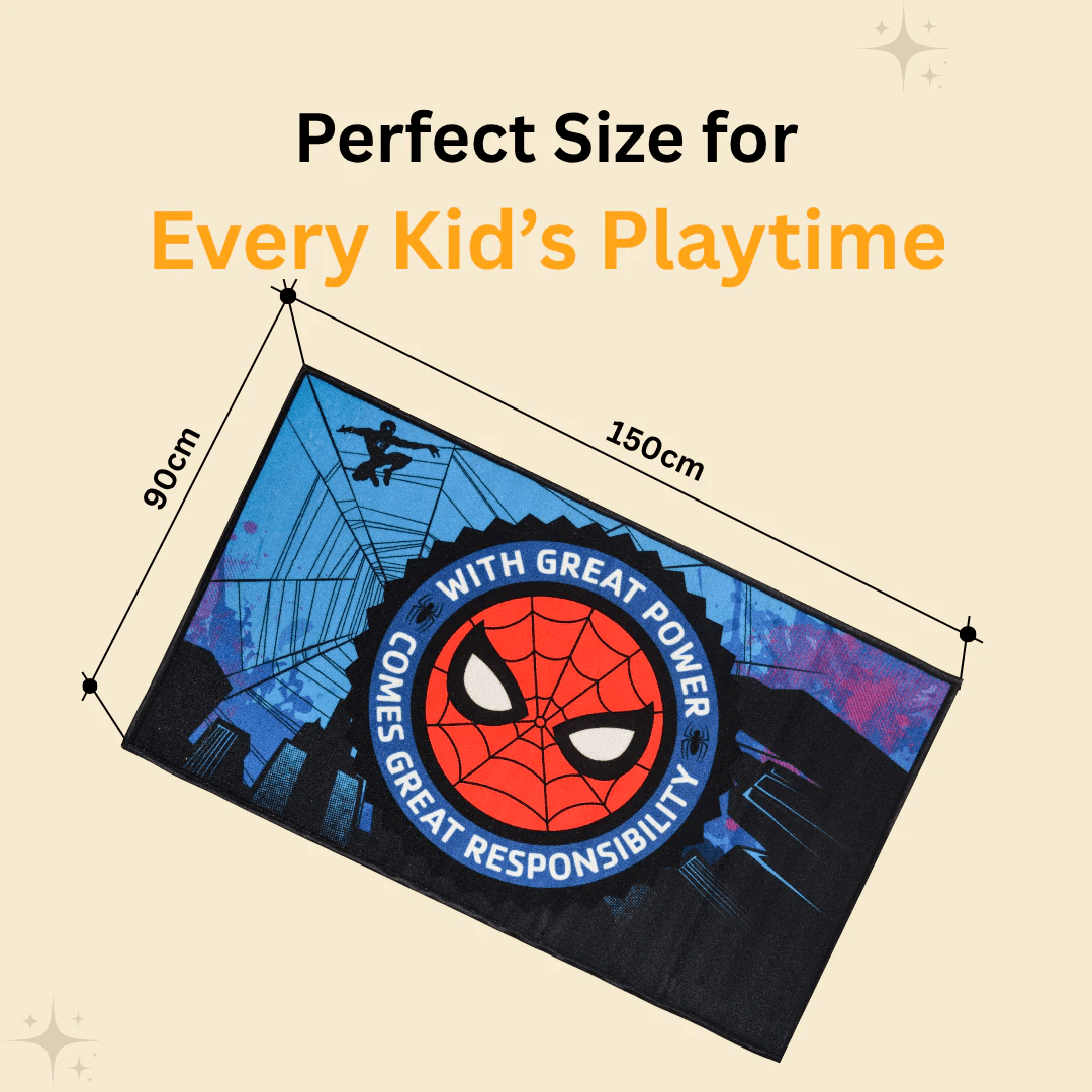 Marvel Spiderman themed anti skid carpet & doormat combo set of 2 by Athom Living - Athom Living