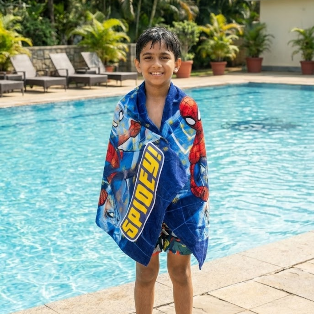 Marvel Spiderman Themed Kids Comforter & Kids Bath Towel Combo Set of 2 by Athom Living - Athom Living