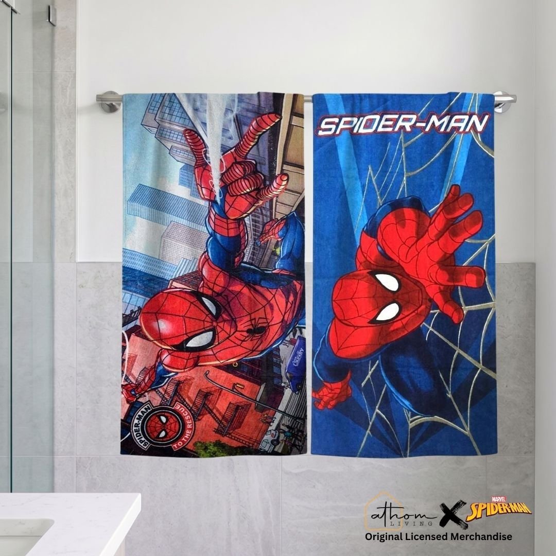Marvel Spiderman "Web - Slinging Fun!" Kids Bath Towel Combo - Pack of 2 by Athom Living - Athom Living