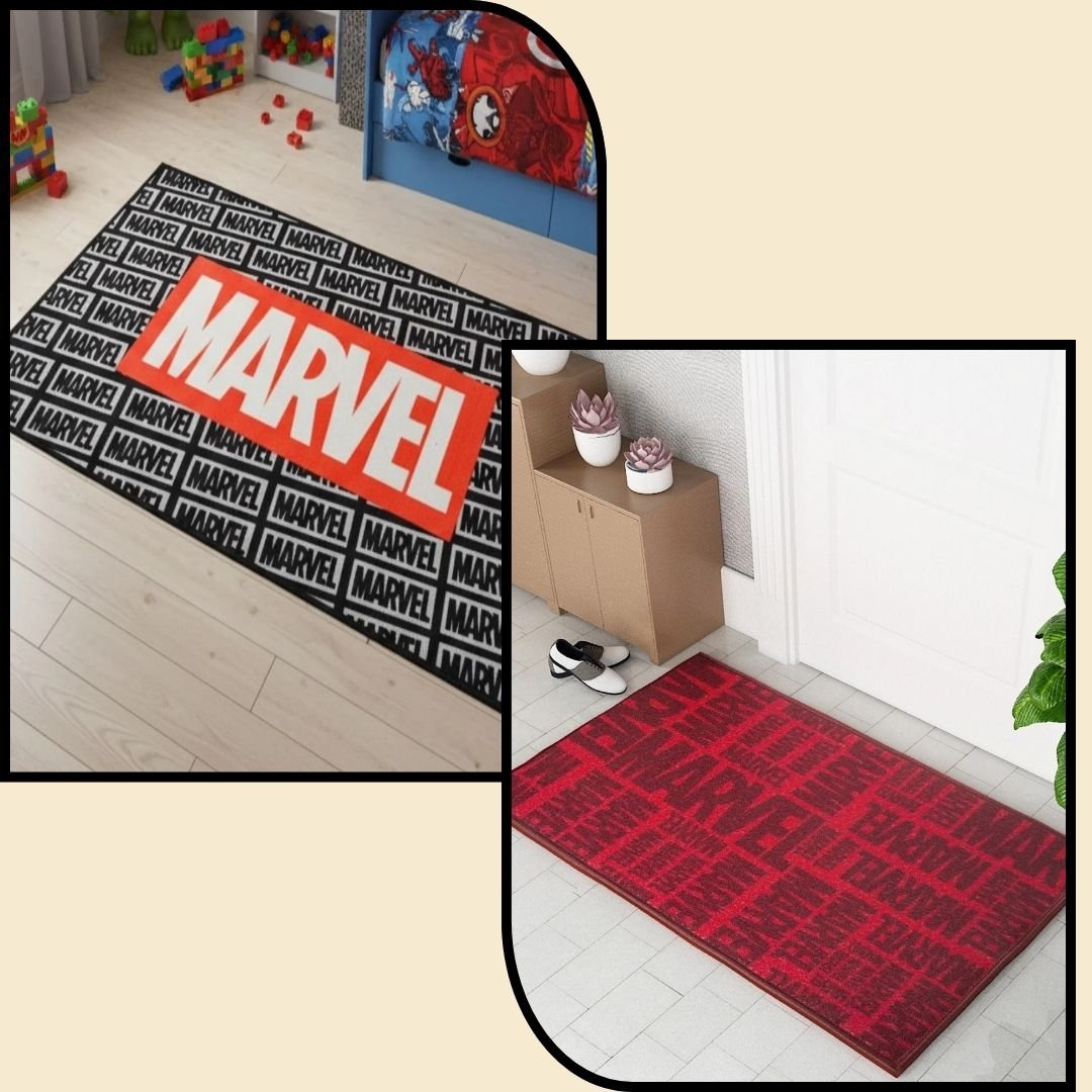 Marvel themed anti skid carpet & doormat combo set of 2 by Athom Living - Athom Living