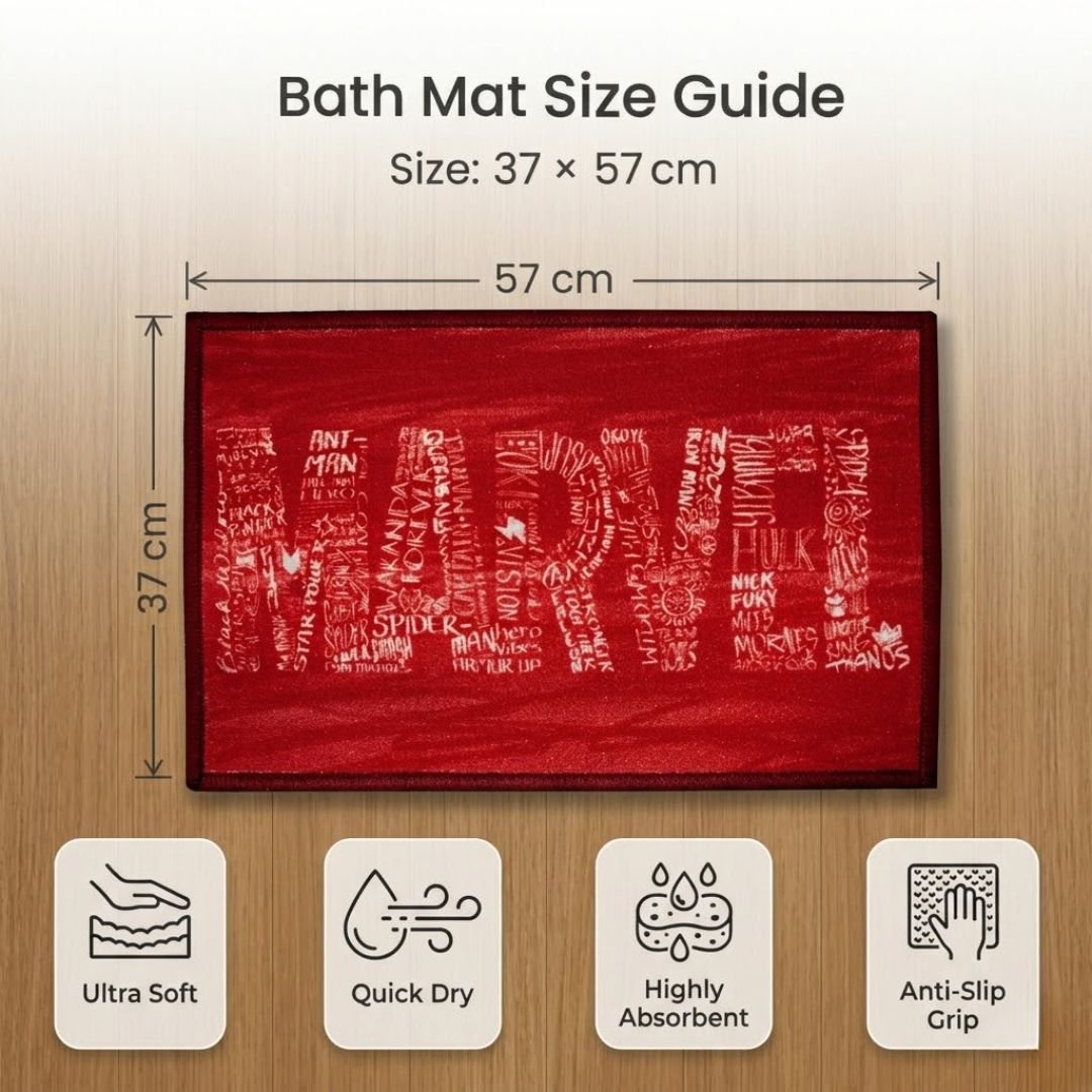 Marvel Thick Red Colour Kids Bathmat Combo - Pack of 2 by Athom Living - Athom Living