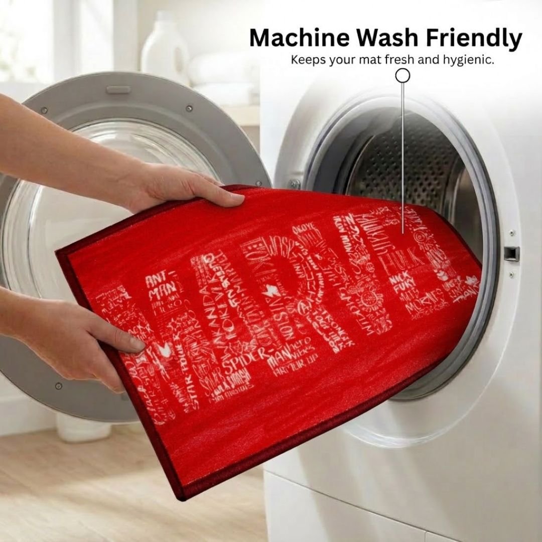 Marvel Thick Red Colour Kids Bathmat Combo - Pack of 2 by Athom Living - Athom Living