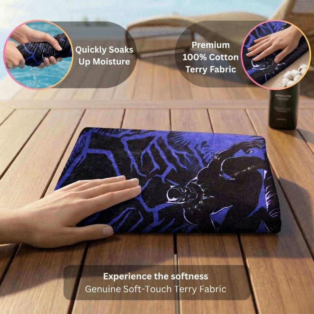 Marvel Transformer with Black Panther Themed Kids Bath Towel Pack of 2 by Athom Living - Athom Living