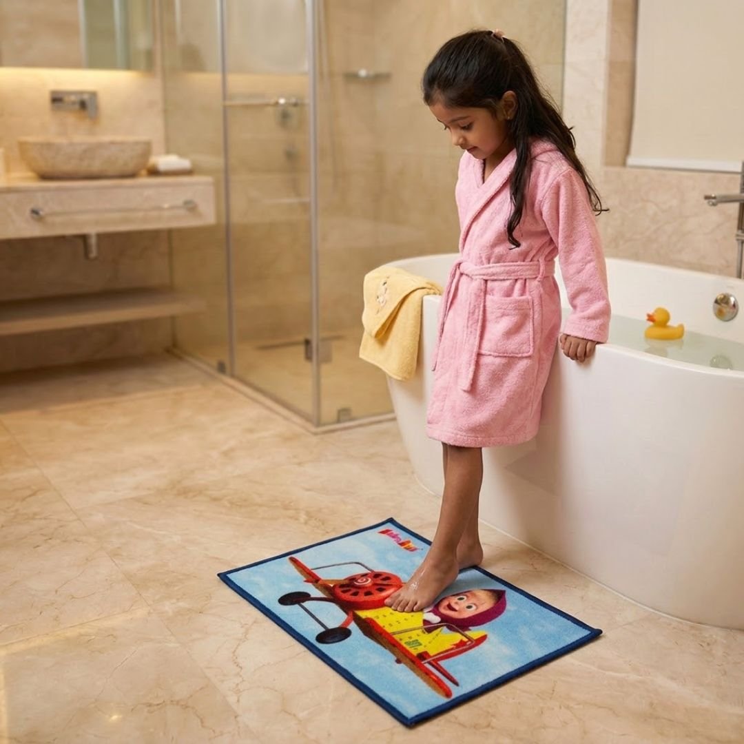 Masha and The Bear "Adventures with a Heart" Anti - Slip Kids Bathmat by Athom Living - Athom Living