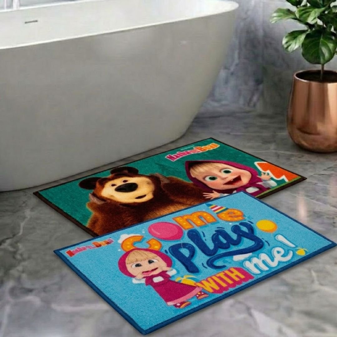 Masha and The Bear Anti - Slip Bathmat – Set of 2 – "Come Play with Me" by Athom Living - Athom Living