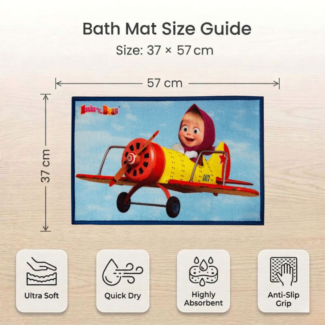 Masha and The Bear Anti - Slip Bathmat – Set of 2 – "Fun Starts at the Door" by Athom Living - Athom Living