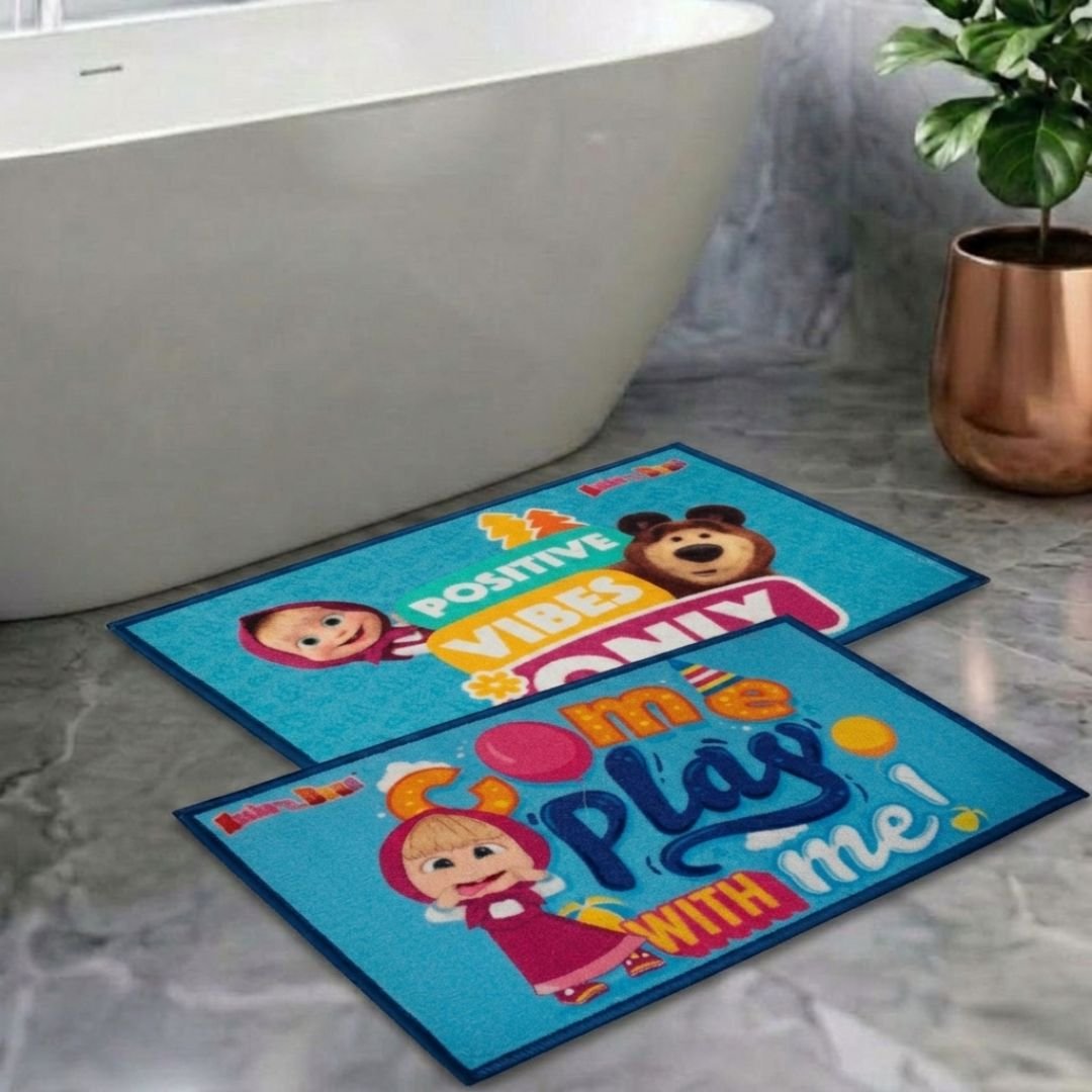 Masha and The Bear Anti - Slip Bathmat – Set of 2 – "Positive Vibes Only" by Athom Living - Athom Living