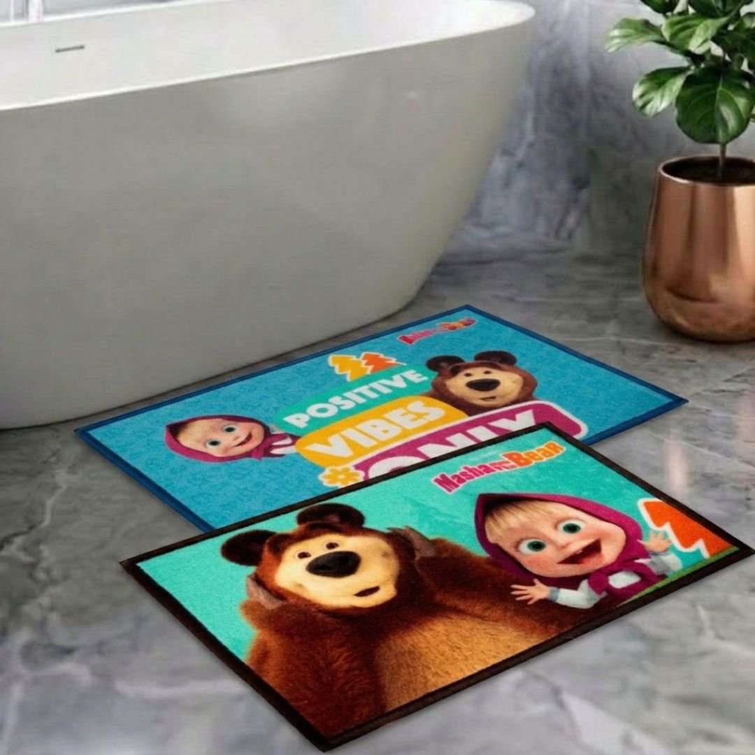 Masha and The Bear Anti - Slip Bathmat– Set of 2 – "Smiles Start Here" by Athom Living - Athom Living