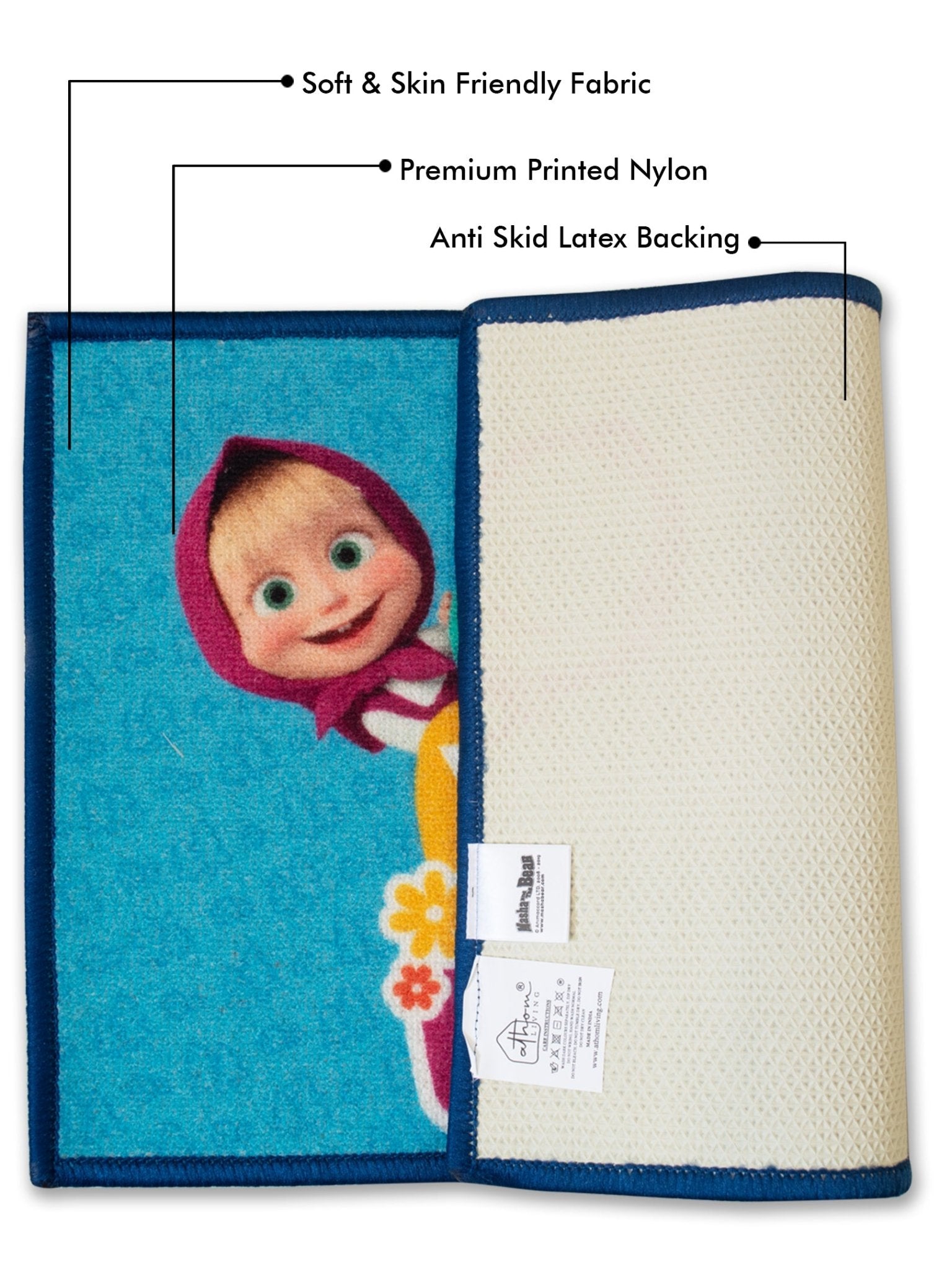 Masha and The Bear Anti - Slip Bathmat– Set of 2 – "Smiles Start Here" by Athom Living - Athom Living