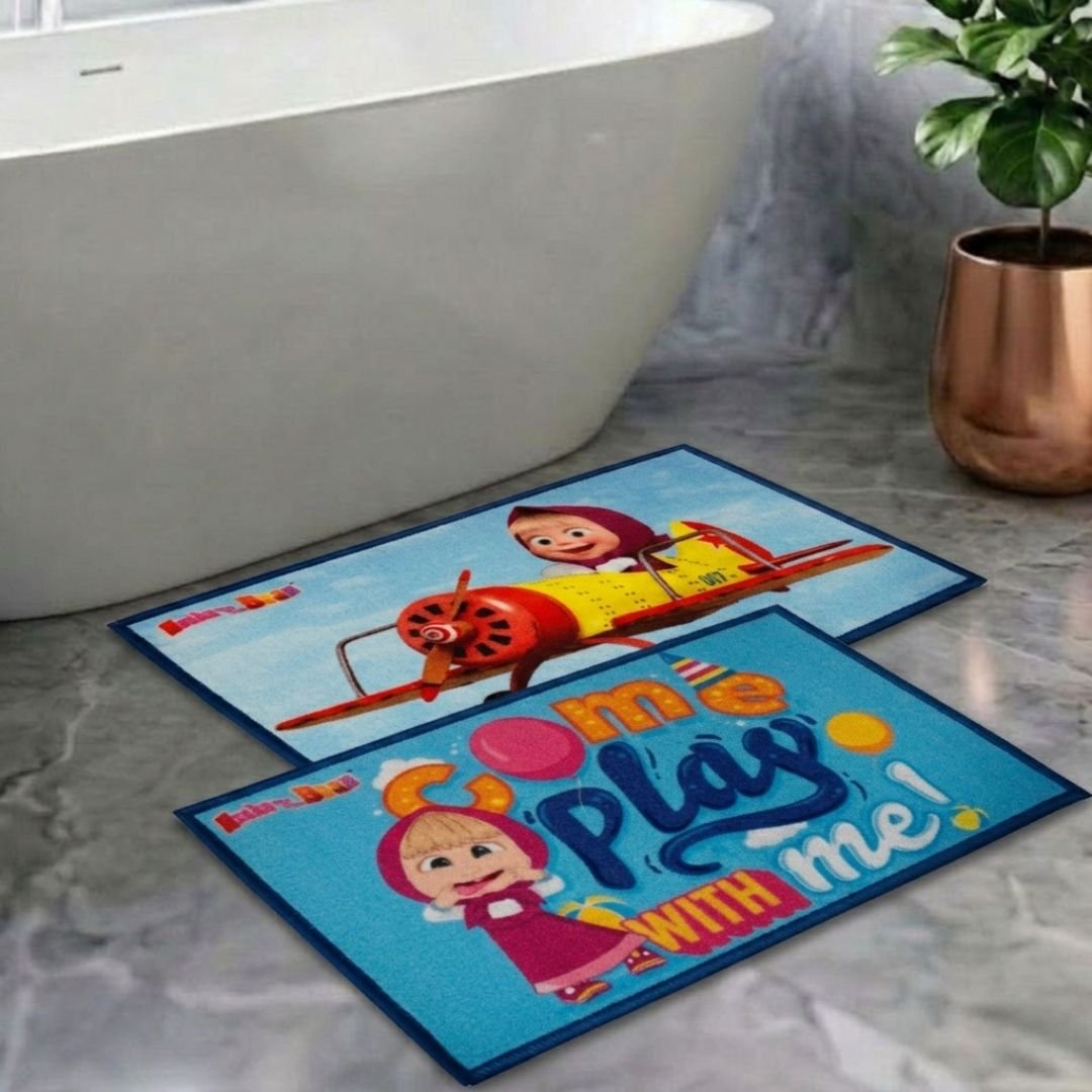Masha and The Bear Anti - Slip Bathmat – Set of 2 – "Spread Love and Laughter" by Athom Living - Athom Living