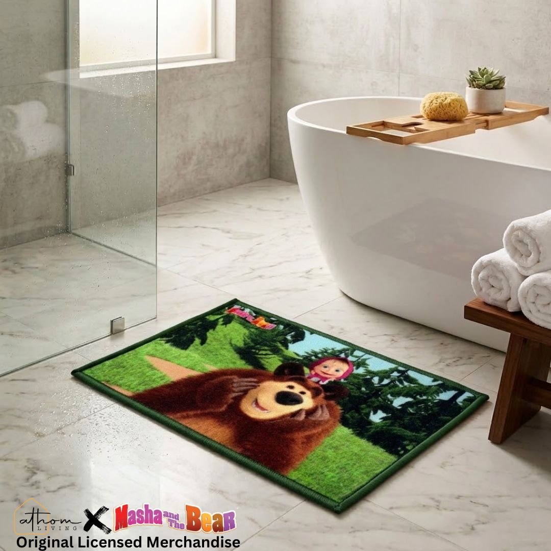 Masha and The Bear "Big Bear Little Trouble" Anti - Slip Kids Bathmat by Athom Living - Athom Living