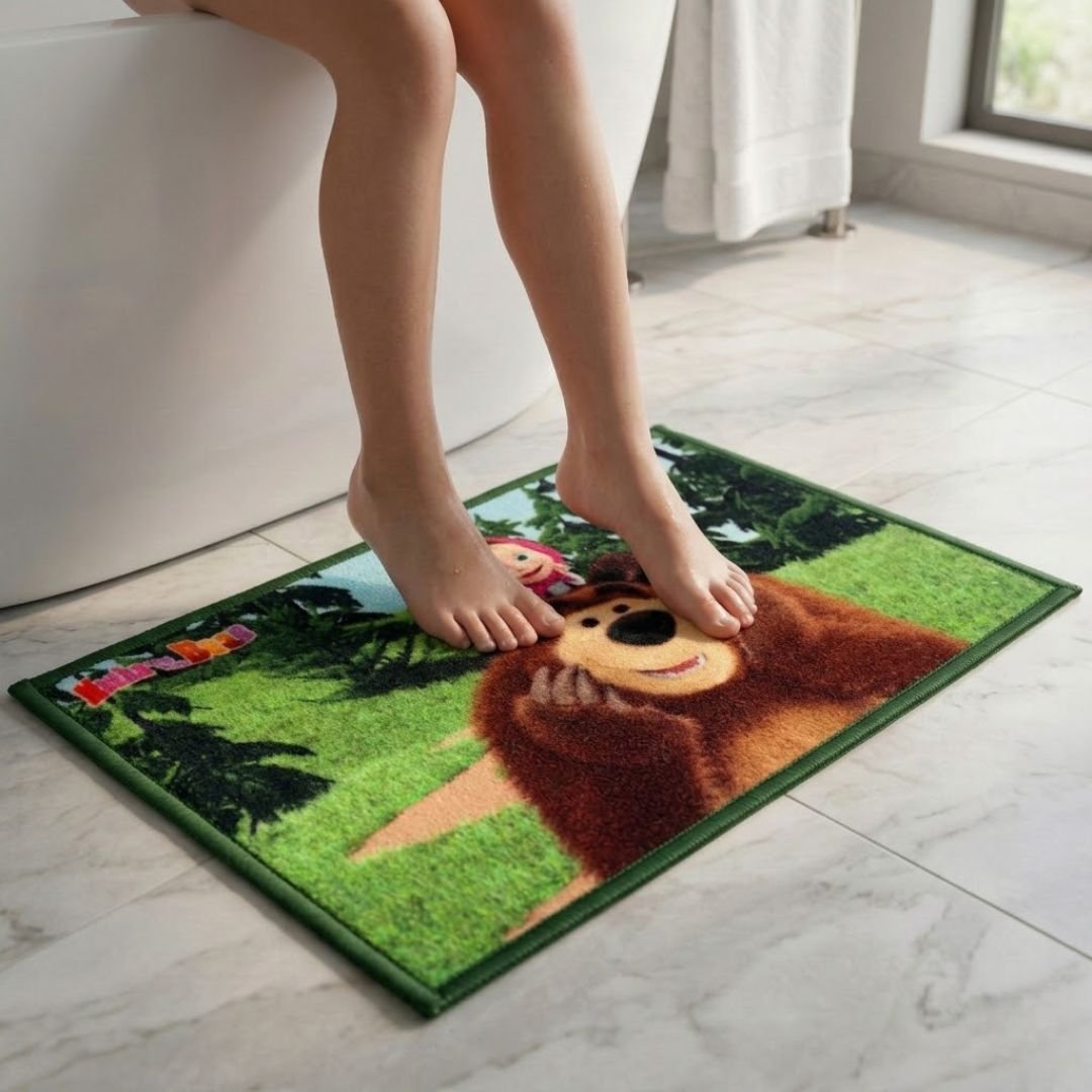 Masha and The Bear "Big Bear Little Trouble" Anti - Slip Kids Bathmat by Athom Living - Athom Living
