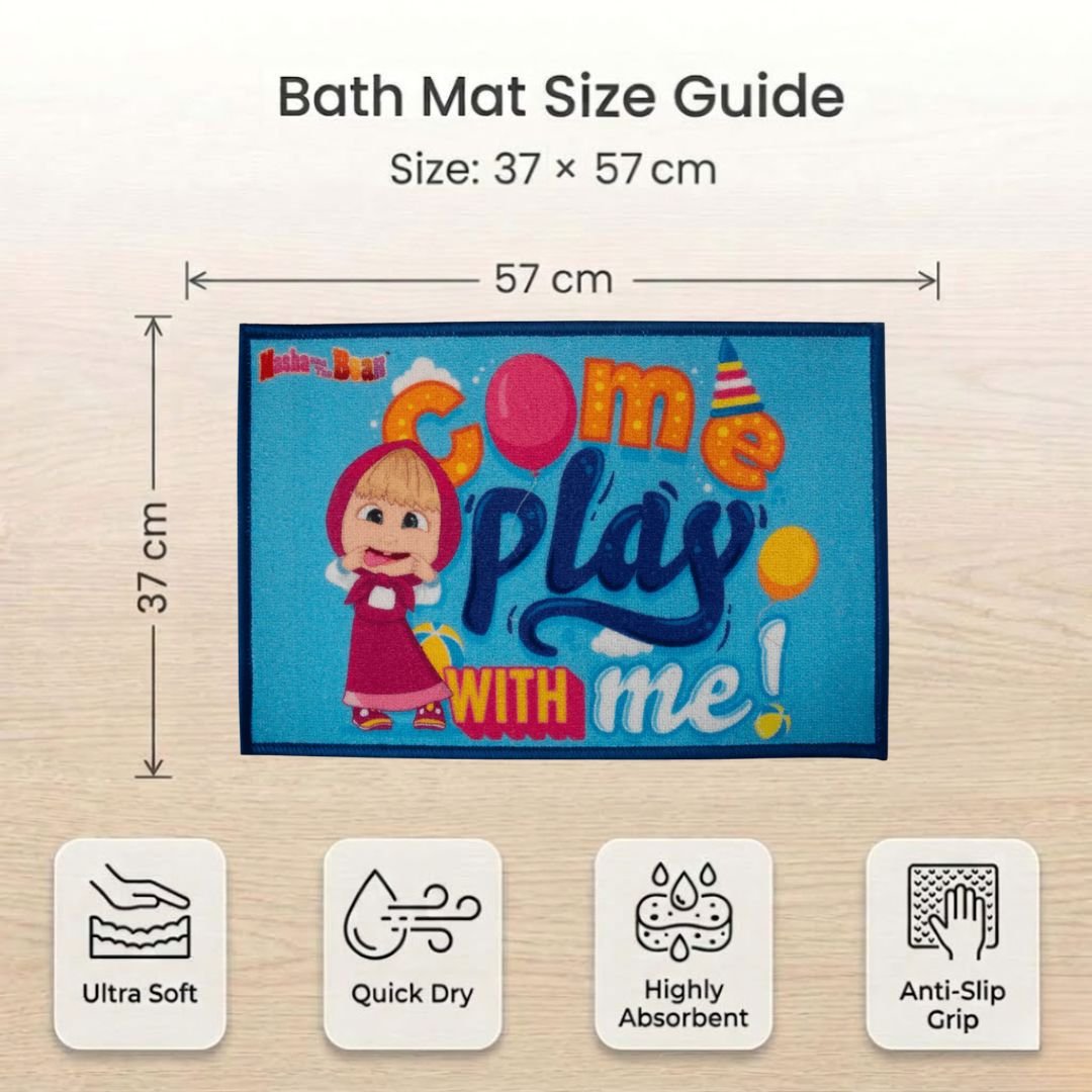 Masha and The Bear "Come Play With me!" Anti - Slip Kids Bathmat by Athom Living - Athom Living