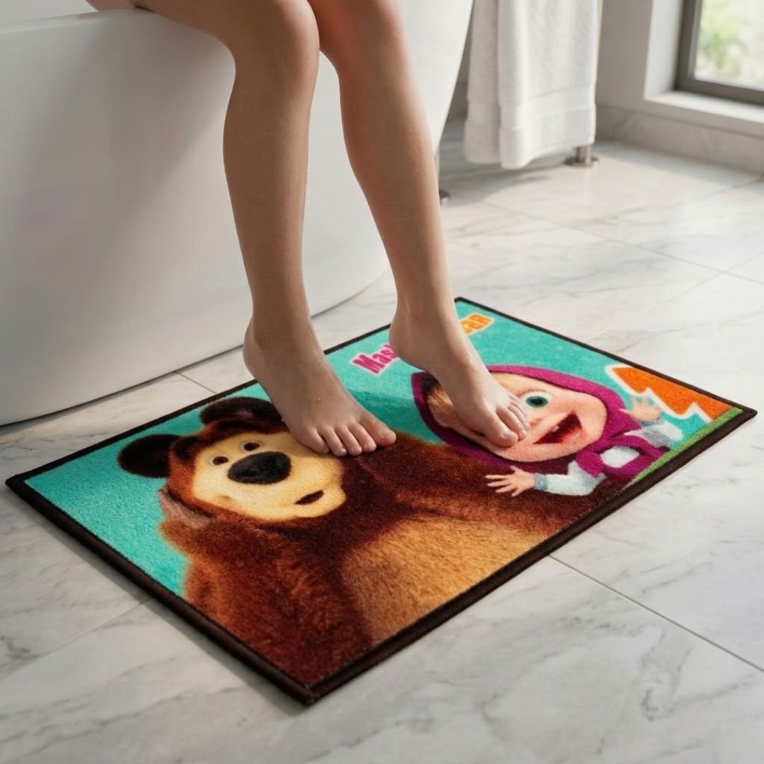 Masha and The Bear "Every Day is Playtime" Anti - Slip Kids Bathmat by Athom Living - Athom Living